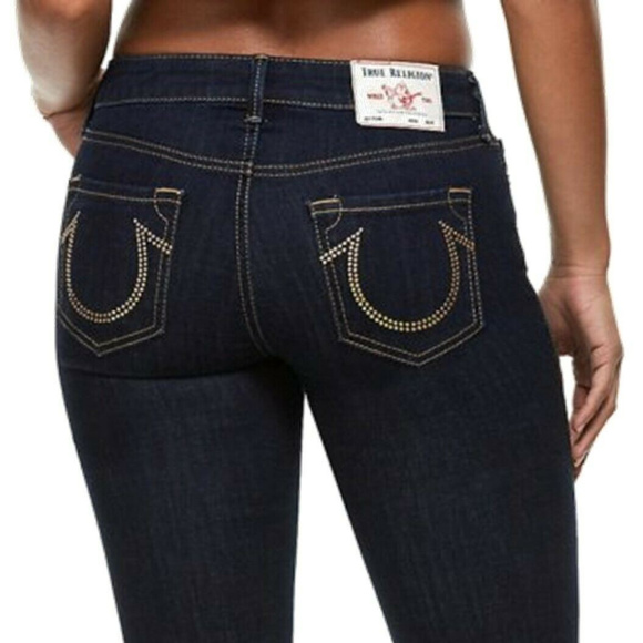 True Religion Women's Becca Bootcut Stretch Jeans w/ Gold Crystals in Stack That - Picture 1 of 5